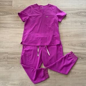 FIGS Raspberry Sorbet Catarina Top Zamora Jogger Scrub Set size XL / XXL Petite